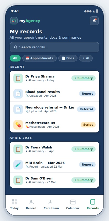 myAgency app — Records